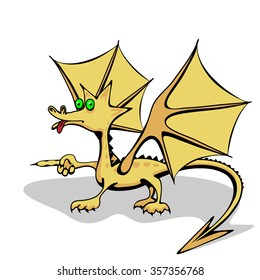 Funny dragon. Cartoon. Flat.