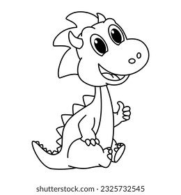 Funny dragon cartoon vector coloring page