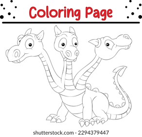 Divertidas Páginas De Colores De Dragones Para Niños. Caricatura Bebé Dragón para Libro de Colores. Arte de la línea de iluminación de vectores 