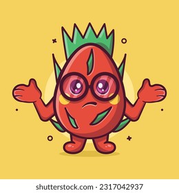 funny dragon fruit character mascot with confused gesture isolated cartoon in flat style design