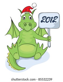 Funny dragon  in Santa hat