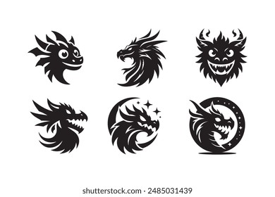 Funny Dragon Vector Art icons Bundle