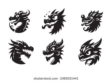 Funny Dragon Vector Art icons Bundle