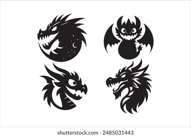 Funny Dragon Vector Art icons Bundle