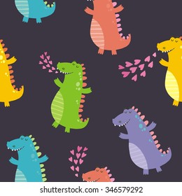 Funny dragon vector print for kids