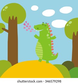 Funny dragon vector print for kids