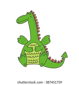 Funny dragon vector print for kids