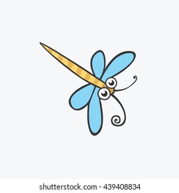 Funny dragonfly. Flat Vector icons for your design