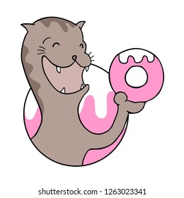 funny draw of hungry cat
