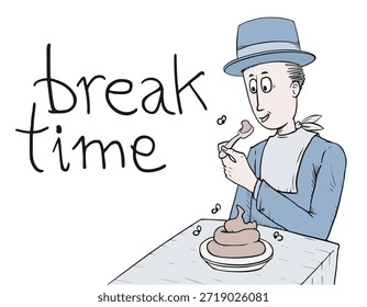Divertido dibujo de hombre comiendo dibujo