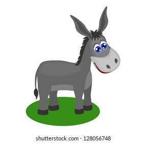 Funny drawing of cute donkey, vector illustration