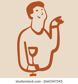Lustiges Zeichnen von Menschen, die Wein trinken. Sketch-Logo