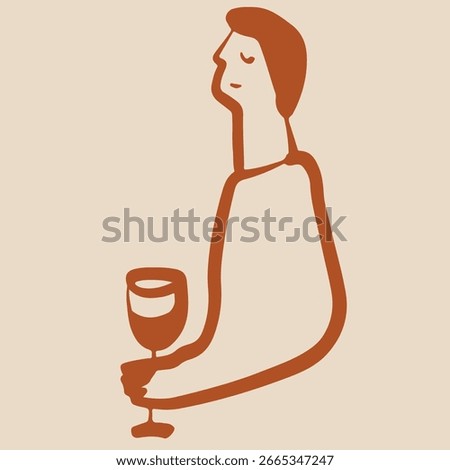 Funny Drawing of People Drinking Wine. Sketch Logo