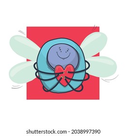 Funny drawn alien, emoji, mascot, logo, character, kawaii, space alien. Element for design or textile print