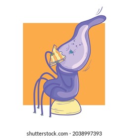 Funny drawn alien, emoji, mascot, logo, character, kawaii, space alien. Element for design or textile print