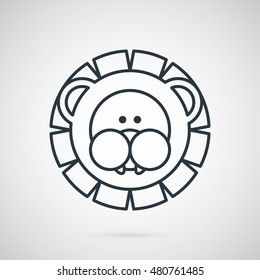 Funny drawn head of lion logo template. For children's educational clubs, toy stores and nurseries. Creative symbol for company identity, advertising, poster, leaflet, banner, web and flyer.