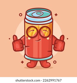 funny drink can character mascot with thumb up hand gesture isolated cartoon in flat style design