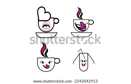 Funny drink icons design coffee icon