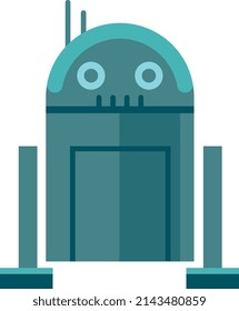 Funny Droid Icon. Cute Retro Robot Kid