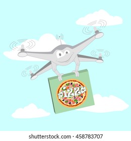 Funny drone. Pizza