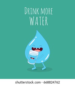 Funny drop water. Use for card, poster, banner, web design and print on t-shirt. Easy to edit. Vector illustration.