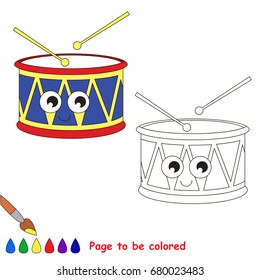 Funny Drum to be colored, the coloring book for preschool kids with easy educational gaming level.