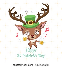 Funny drunk reindeer with beer in their hands