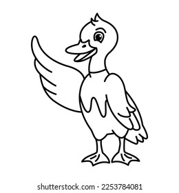 Funny duck cartoon characters vector illustration. For kids coloring book.