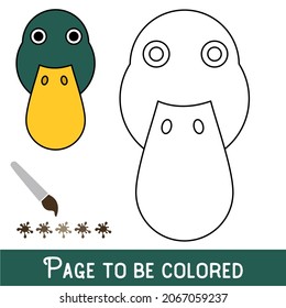 Funny Duck Face to be colored, the coloring book for preschool kids with easy educational gaming level.