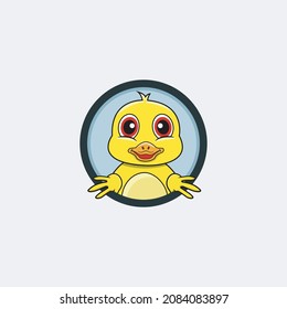 Funny Duck Head Character Design. Perfect For Logo, Label, Template and Icon. Vector and Illustration.