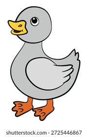 Un pato divertido aislado en el fondo blanco