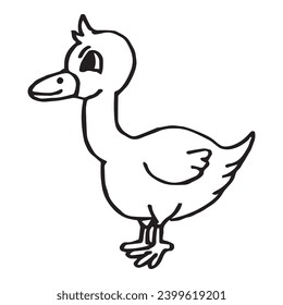 Funny duck sketch for coloring book.
