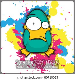 Funny duck vector illustration. Place for your text.