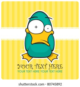 Funny duck vector illustration. Place for your text.