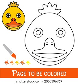 Funny Duckling Face to be colored, the coloring book for preschool kids with easy educational gaming level.