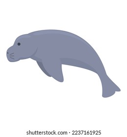 Funny dugong icon cartoon vector. Ocean mammal. Wild seacow
