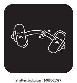 Funny dumbbell characters with crying human icon flat black
