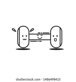 Funny dumbbell characters with smiling human