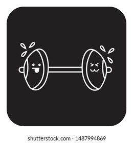 Funny dumbbell characters with smiling human icon flat black