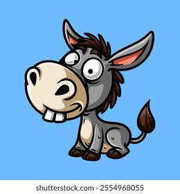 funny dummy cartoon logo of donkey isolated colored drawing line art style design illustration