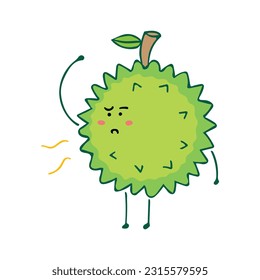 funny durian have a bad smell of armpits Mascot Character Vector illustration color children cartoon clipart by wordspotrayal