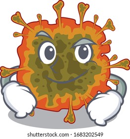 Funny duvinacovirus mascot character showing confident gesture