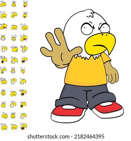 Funny Eagle Young Kid Character Cartoon Expressions Set Pack In Vector Format