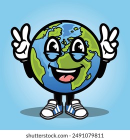 funny earth character vector graphic