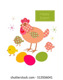 Funny easter applique with checkered pattern