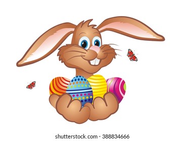 funny easter background with a cute rabbit
