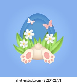 Funny Easter bunny bottom illustration design. Cartoon style vector