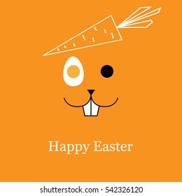 funny easter bunny with a carrot body and eye as egg in vector