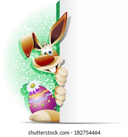 Funny Easter Bunny Cartoon with White Panel