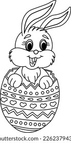 Funny Easter Bunny for Coloring Page. Easter Vector Illustration Bunny with Egg
